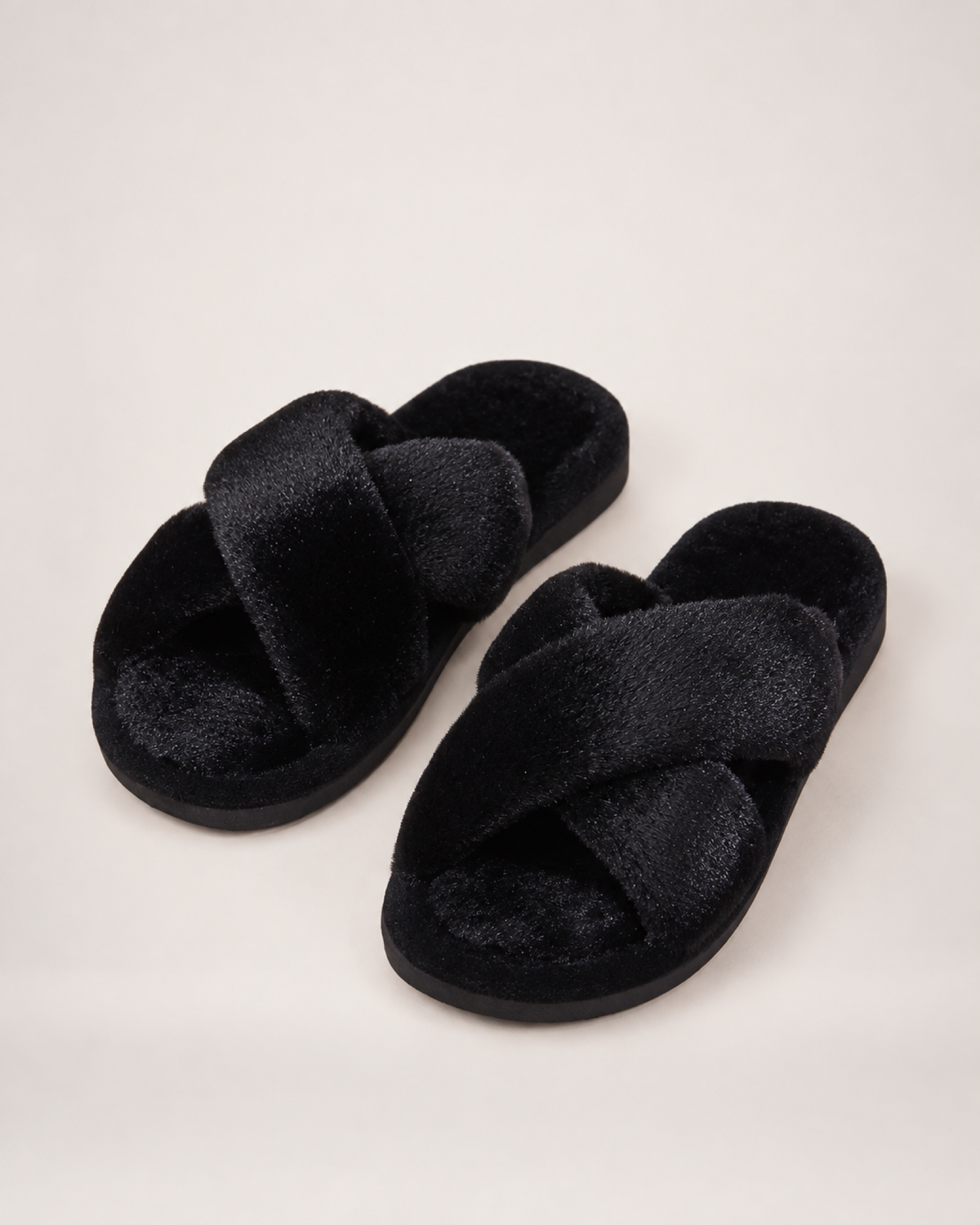 Women's Cross Strap Slippers in Black