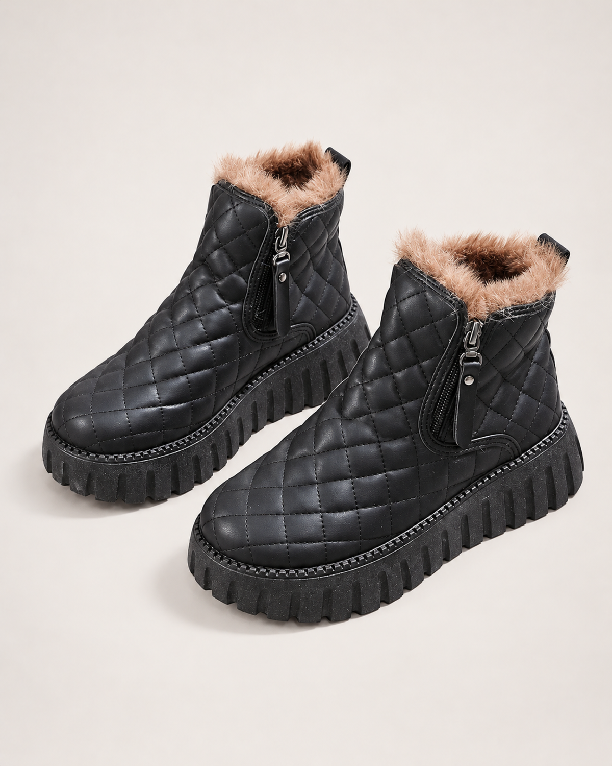 Women's Snow Boots: Quilted Platform Style in Black, google shopping variant
