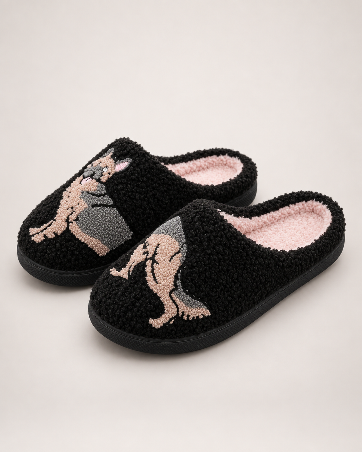 Embroidered Animal Slippers in German Shepherd
