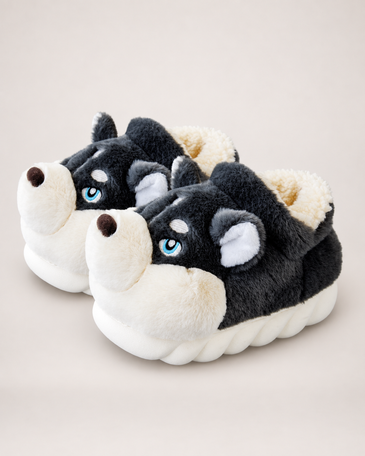 Husky Closed Back Slippers in Dark Grey