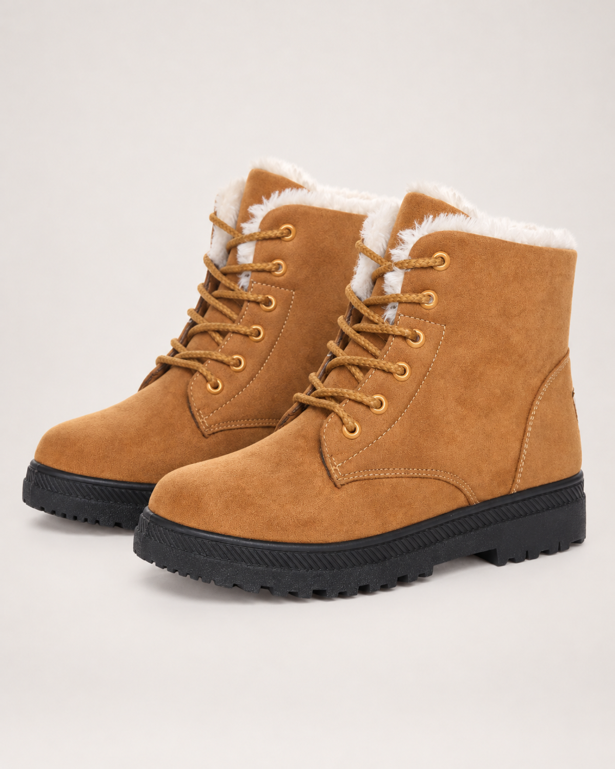 Women's Snow Boots: Plush-Lined Lace-Up Style in Mustard, google shopping variant