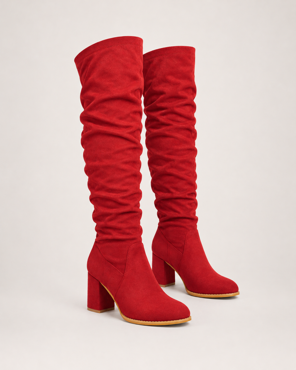 Women's Over-the-Knee Boots: Stretch High Heel Style in Red, google shopping variant