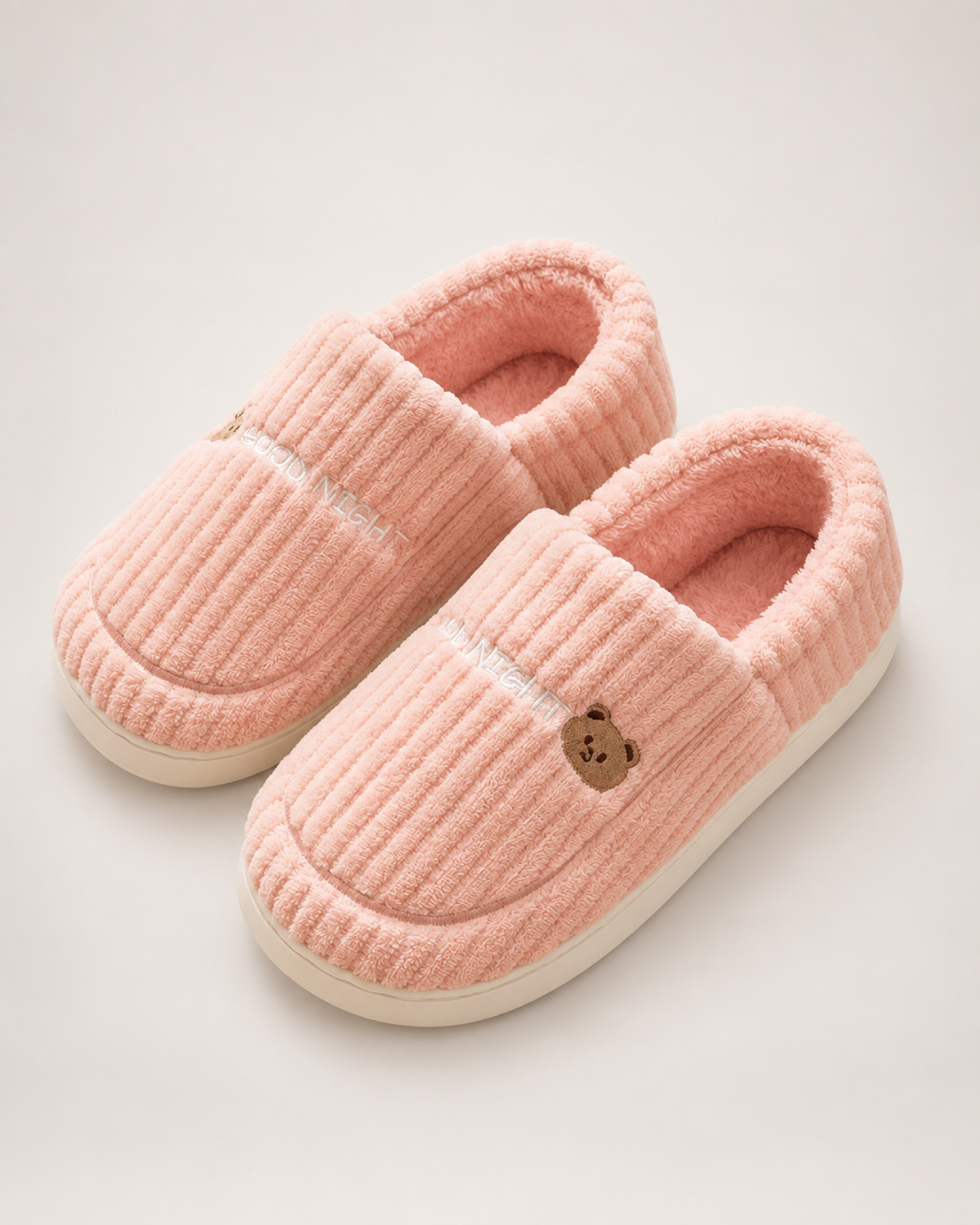 Corduroy Closed Back Slippers in Pink
