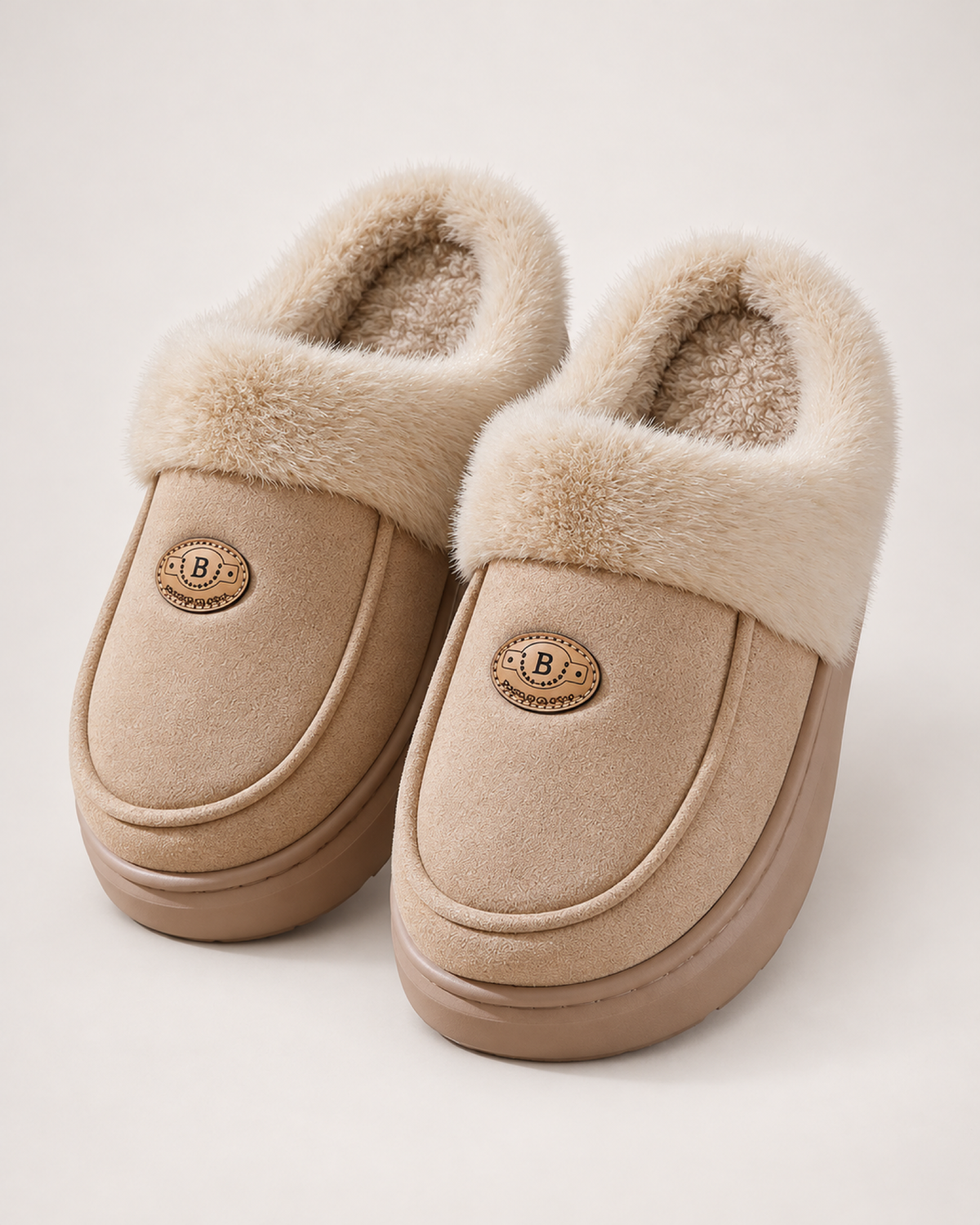 Men's Slippers: Suede-Effect House Style in Stone