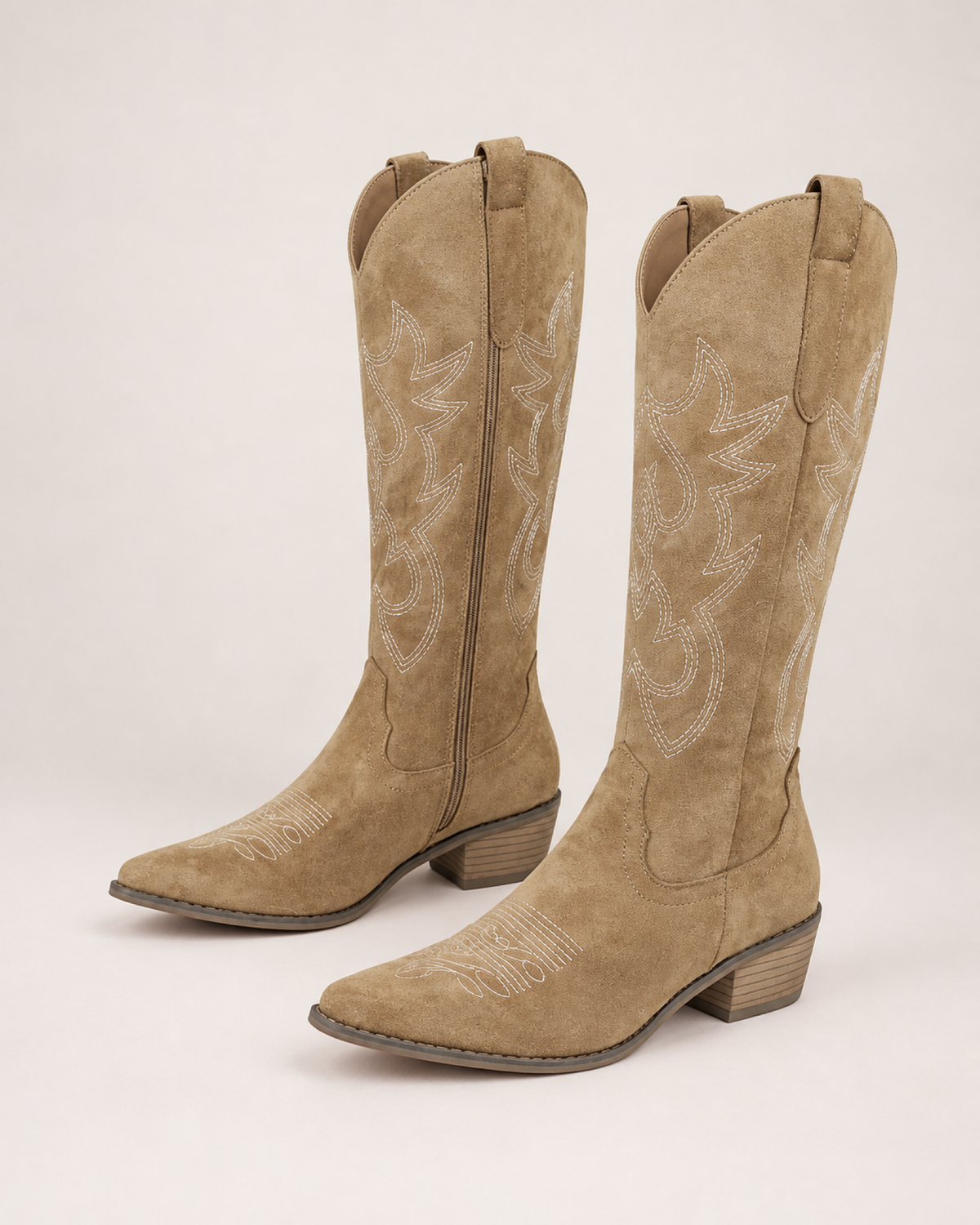 Women's Cowboy Boots: Embroidered Knee-High Style in Khaki, google shopping variant