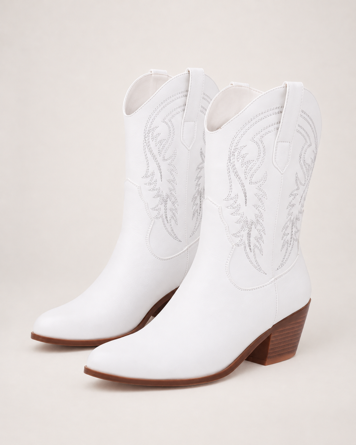 Women's Western Boots: Embroidered Mid-Calf Style in White, google shopping variant