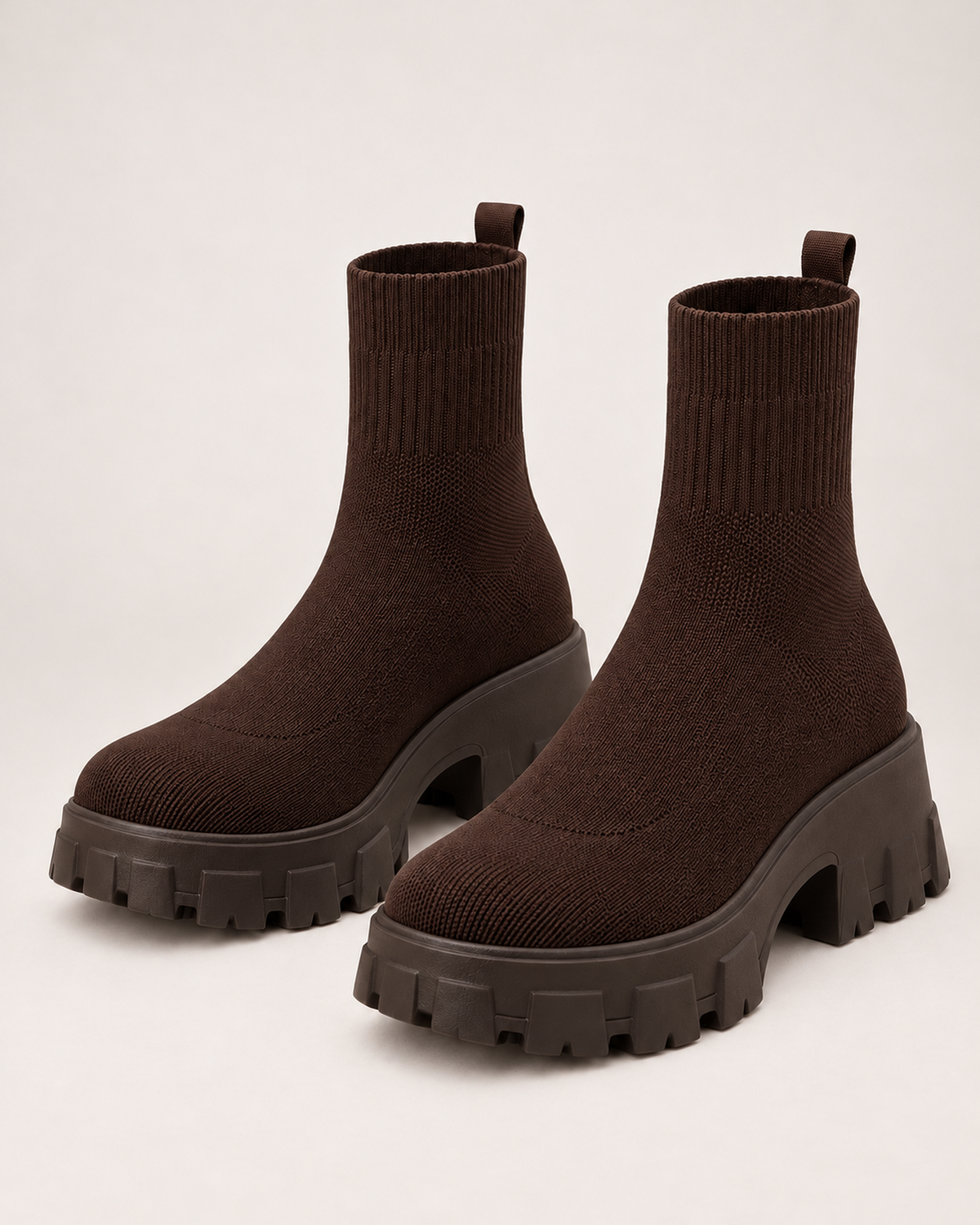 Women's Sock Boots - Chunky Platform Style, blocking google shopping variant image for brown