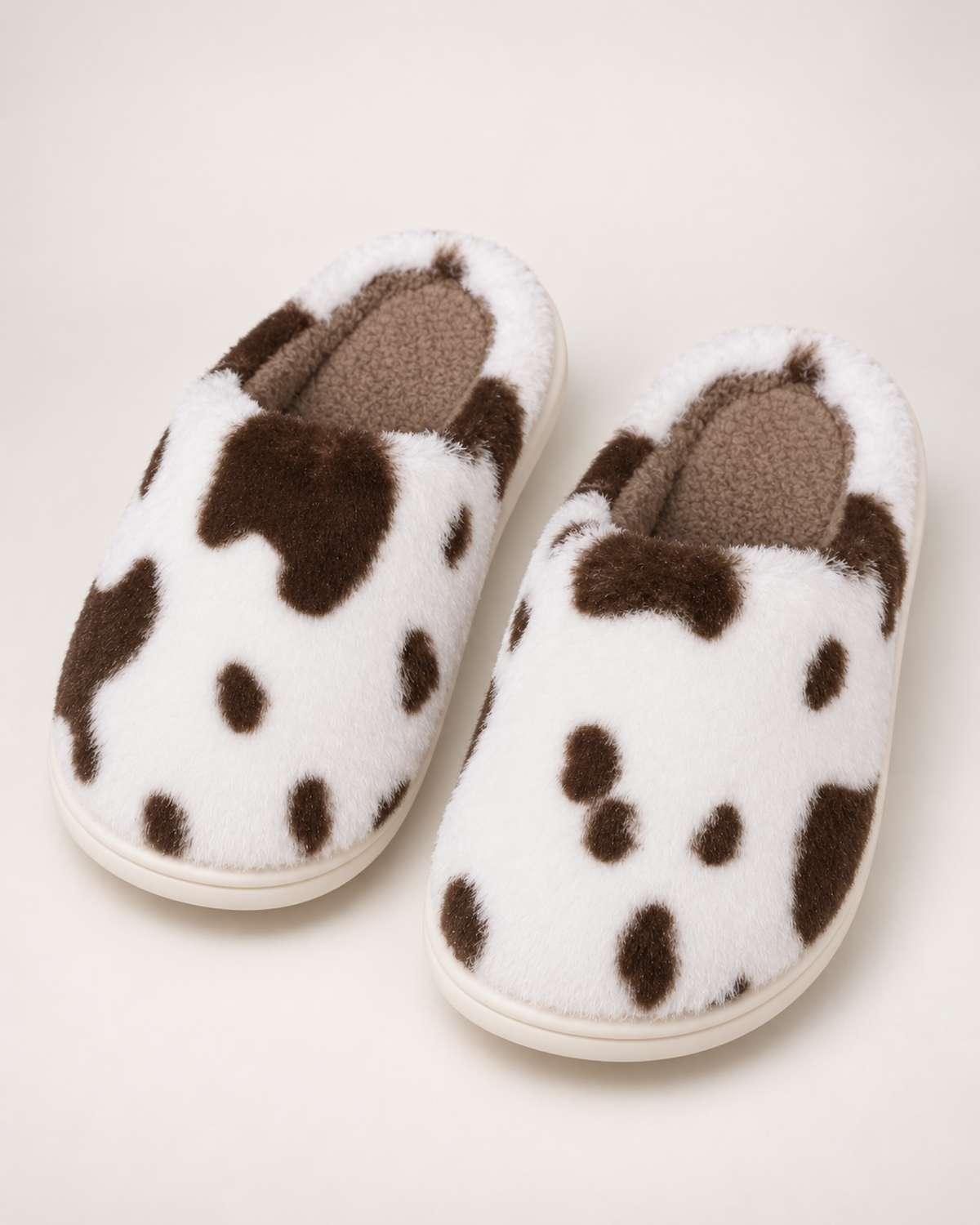 Women's Spotted Cow Slippers in Brown