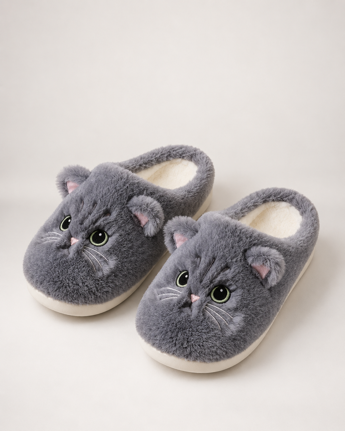 Women's Cat Slippers in Grey