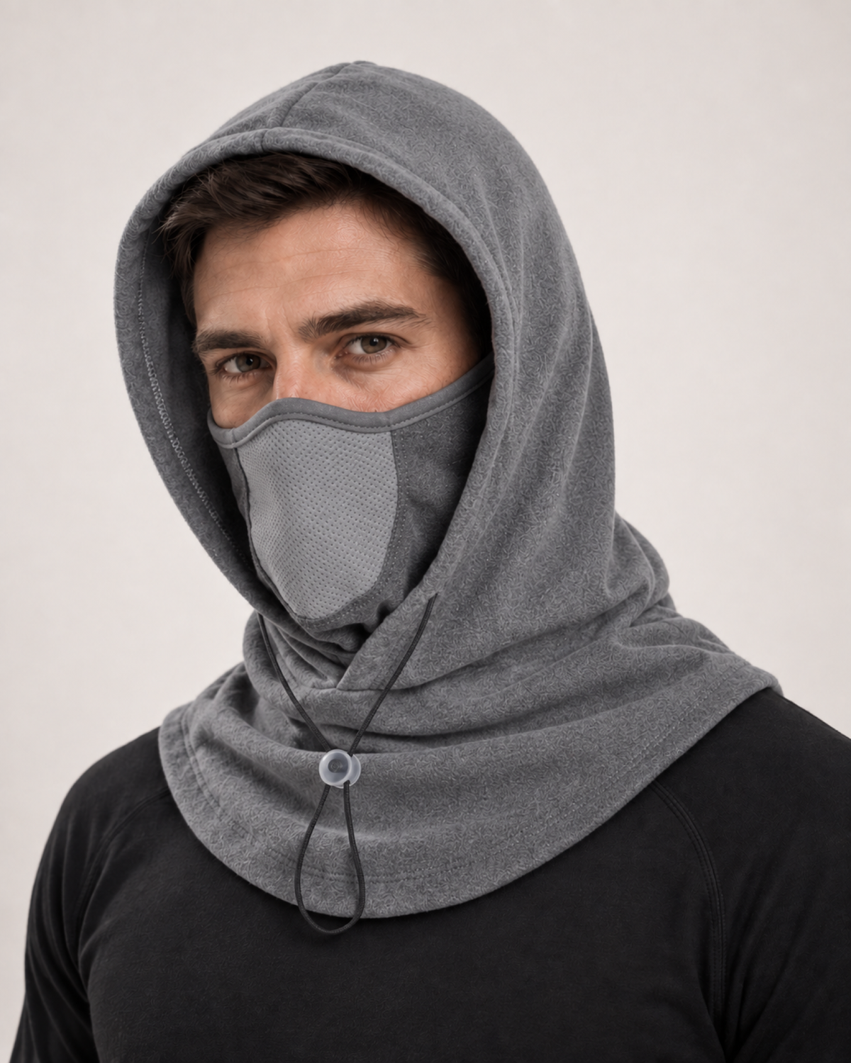 Thermal Fleece Balaclava Hood in Light Grey