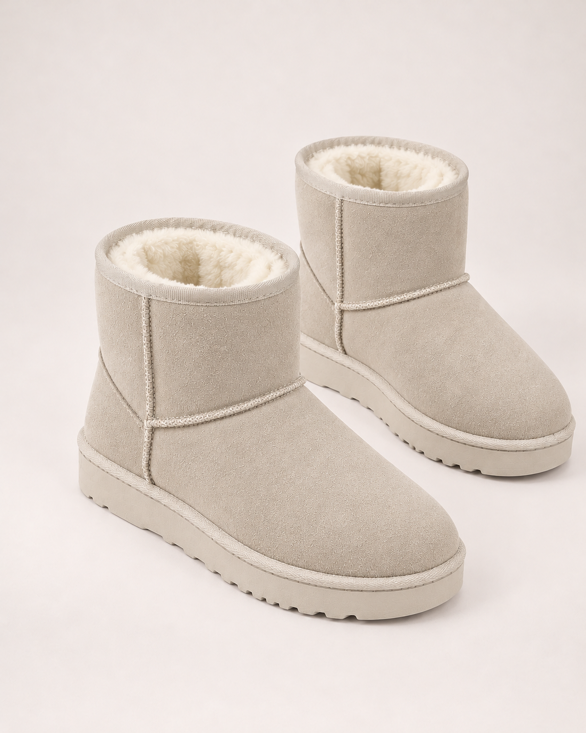 Women's Snow Boots - Faux-Fur Lined Ankle Style, blocking google shopping variant image for beige