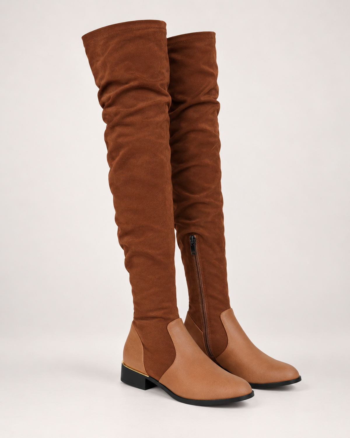 Women's Over the Knee Boots – Low Block Heel in Brown, variant view