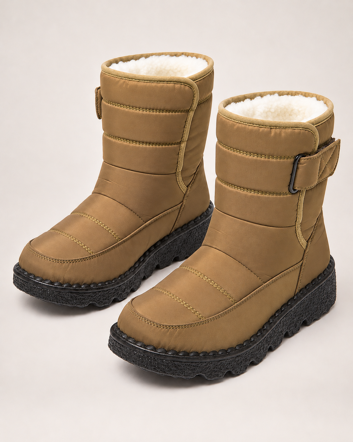 Women's Snow Boots - Plush-Lined Buckle Style, blocking google shopping variant image for khaki
