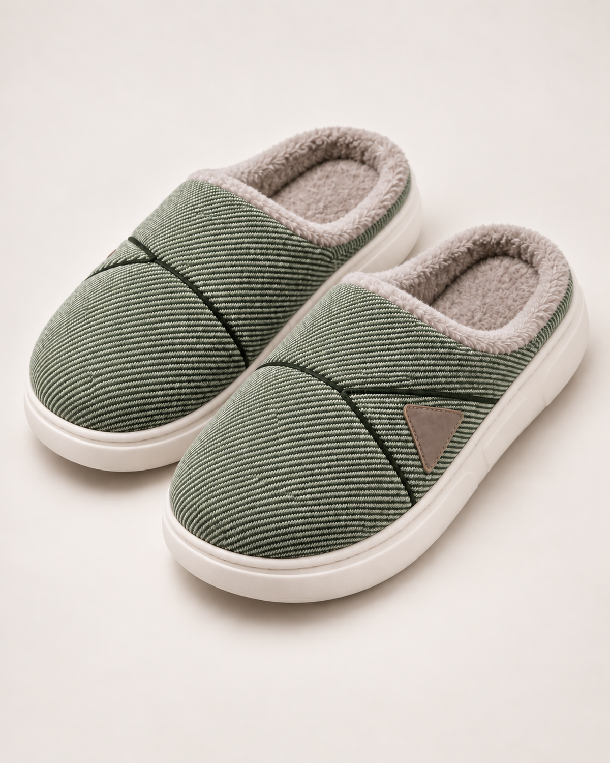 Men's Slippers - Chevron-Panel Plush Style, blocking google shopping variant image for green