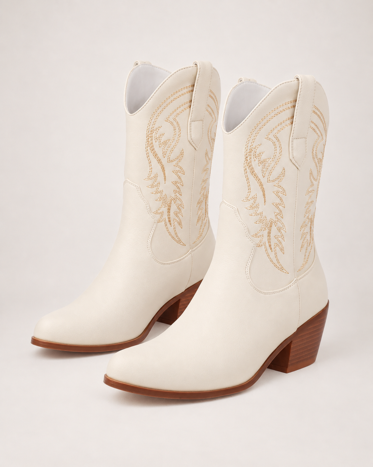 Women's Western Boots: Embroidered Mid-Calf Style in Beige, google shopping variant