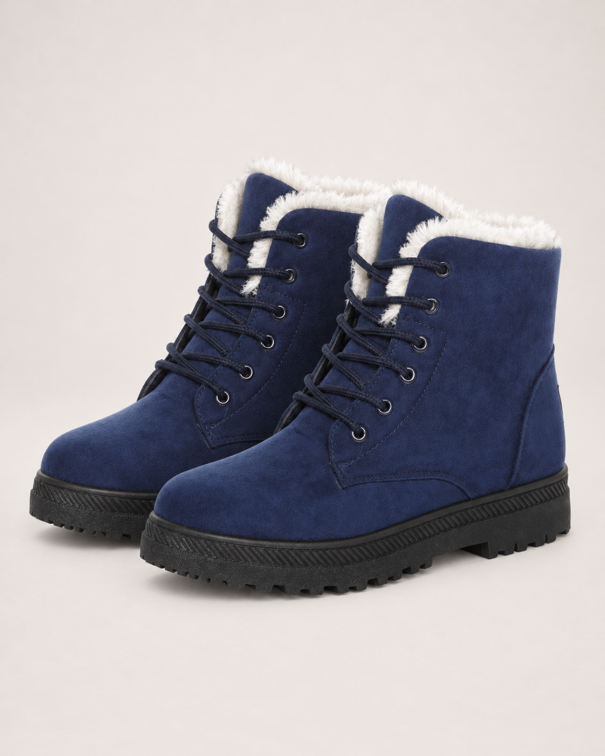 Women's Snow Boots: Plush-Lined Lace-Up Style in Navy, google shopping variant