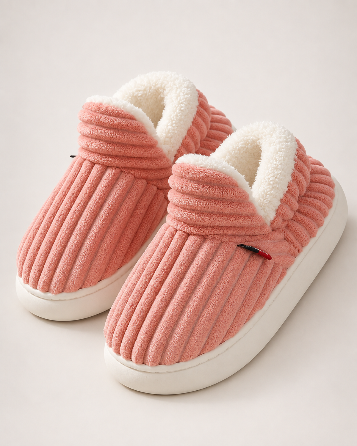 Striped House Slippers in Pink