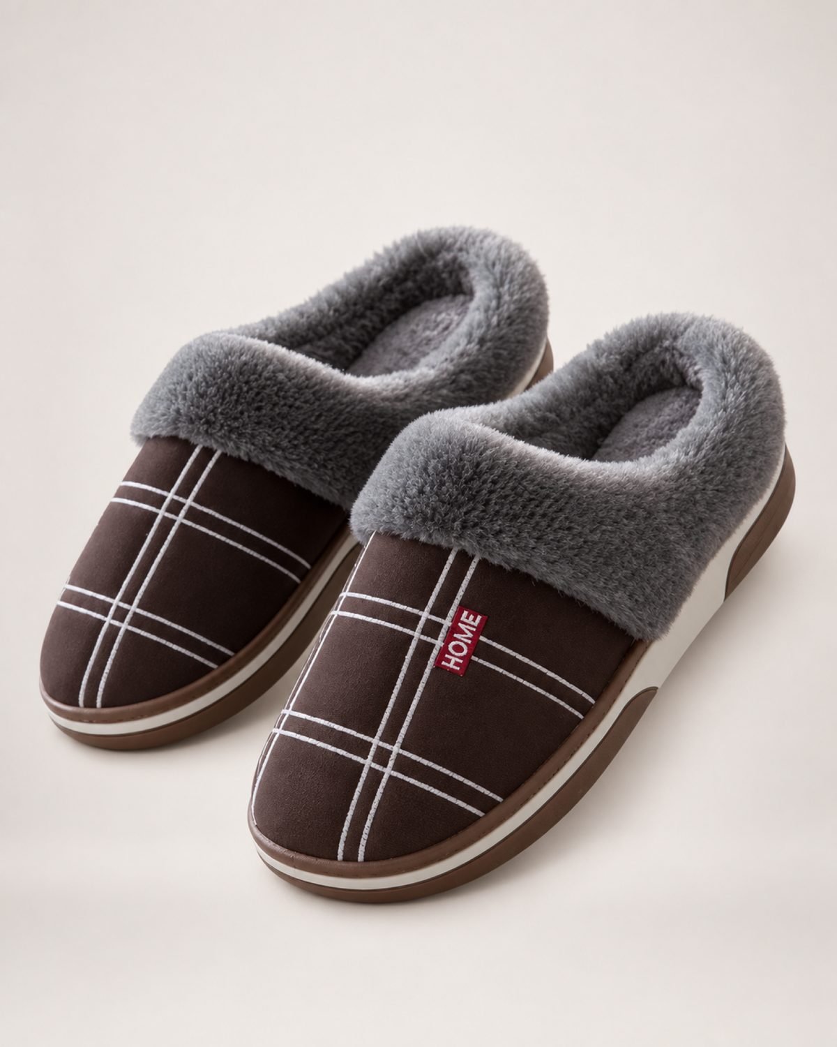 Men's Ribbed Sole Slippers in Brown