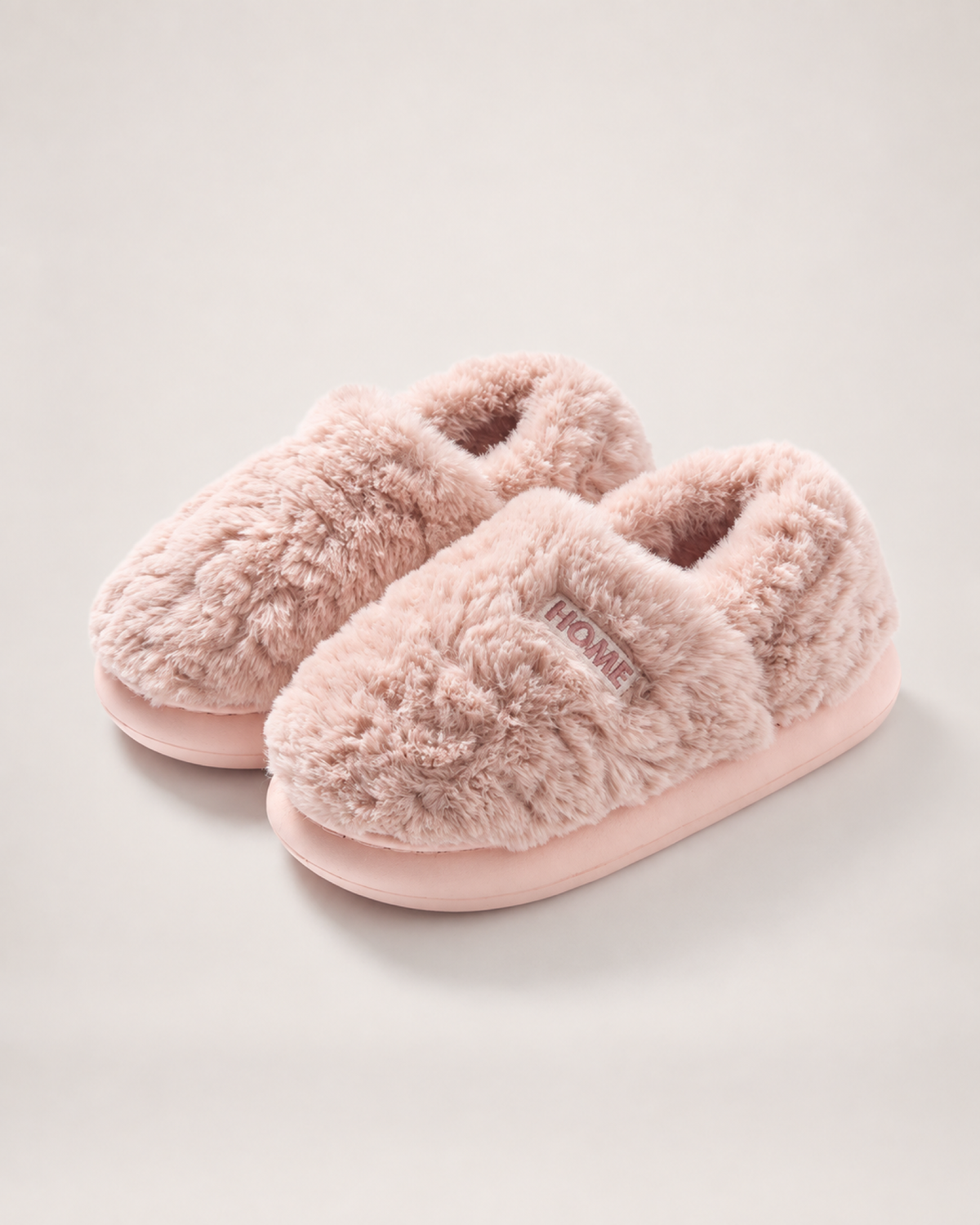 Men's Plush Closed Back Slippers in Pink