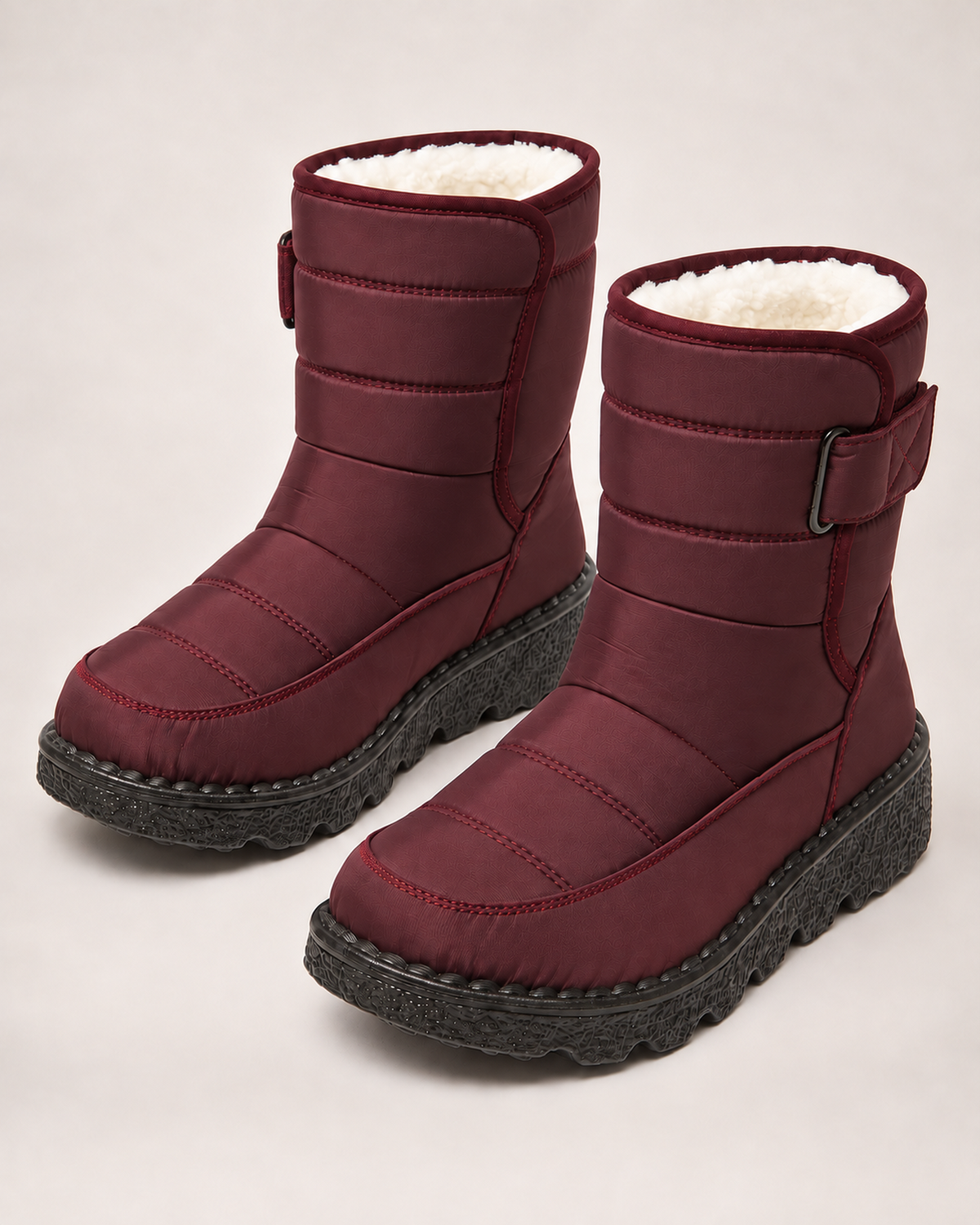 Women's Snow Boots - Plush-Lined Buckle Style, blocking google shopping variant image for red