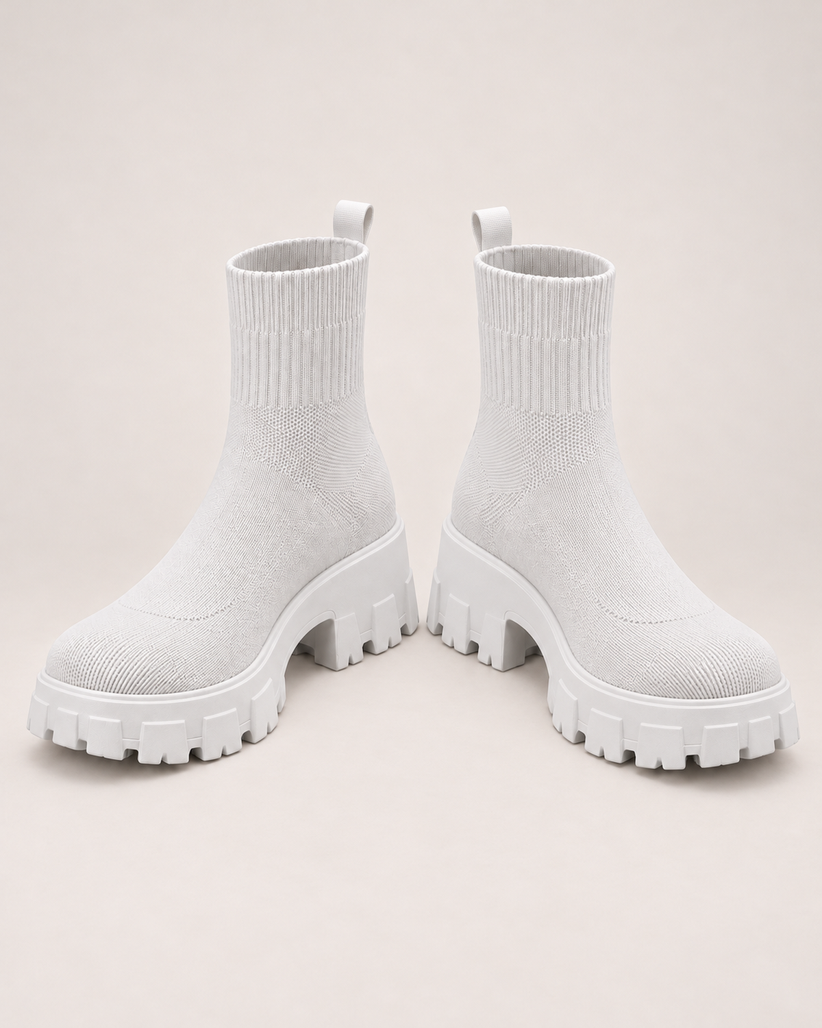 Women's Sock Boots - Chunky Platform Style, blocking google shopping variant image for white