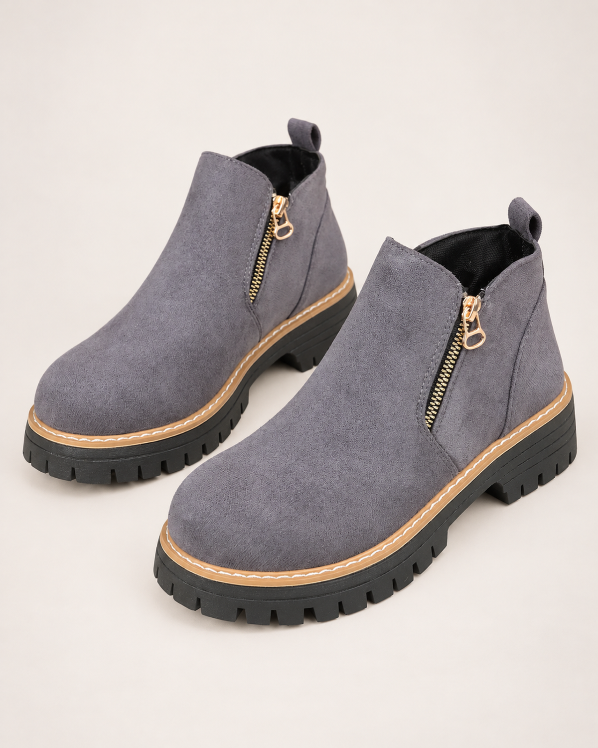 Women's Ankle Boots: Suede-Effect Side-Zip Style in Slate Grey, google shopping variant