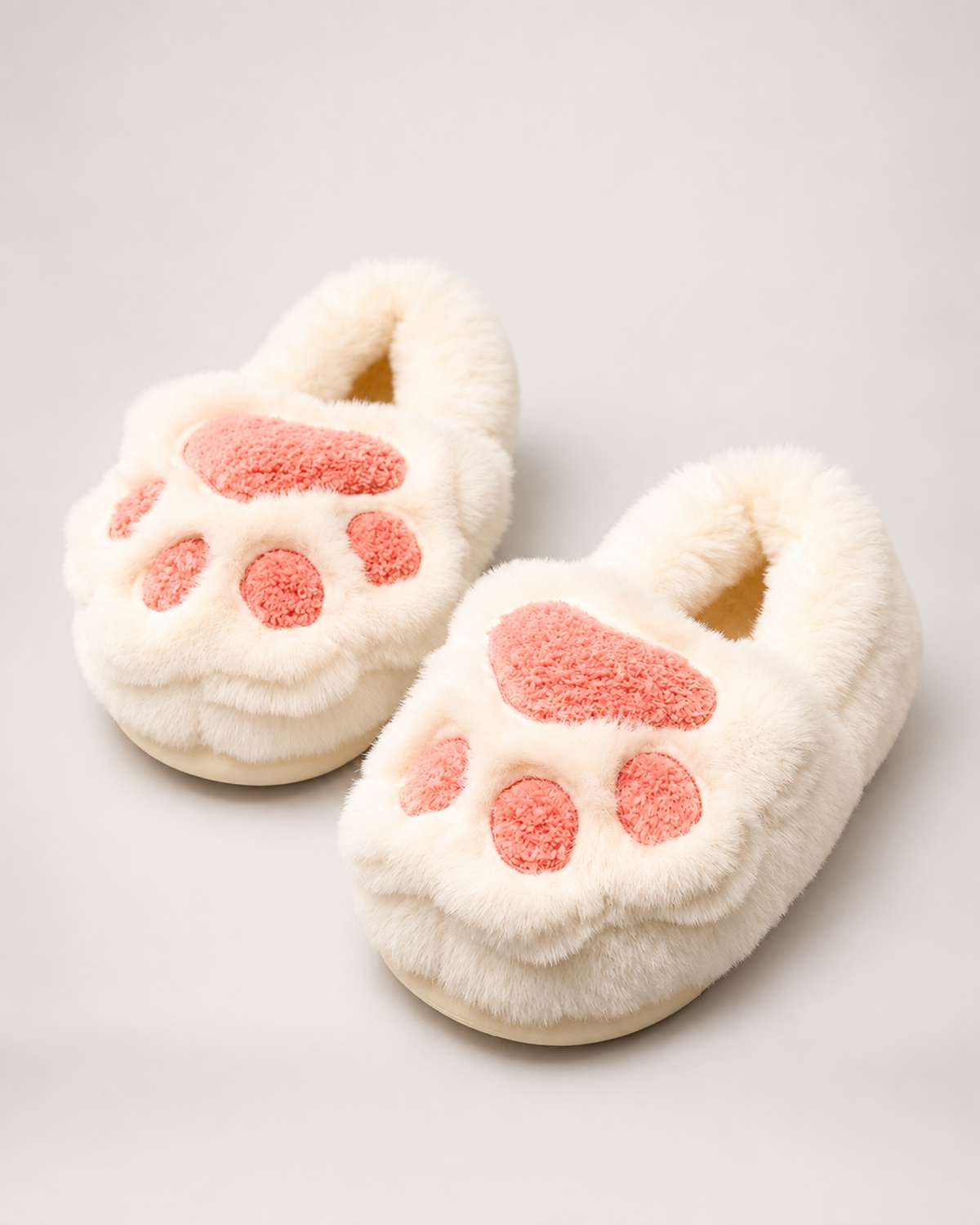 Women's Cat Paw Slippers in White
