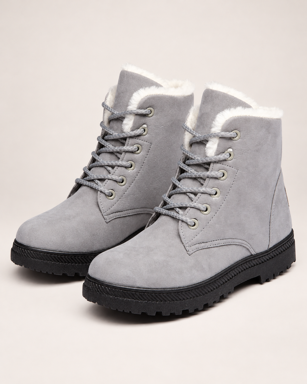 Women's Snow Boots: Plush-Lined Lace-Up Style in Grey, google shopping variant