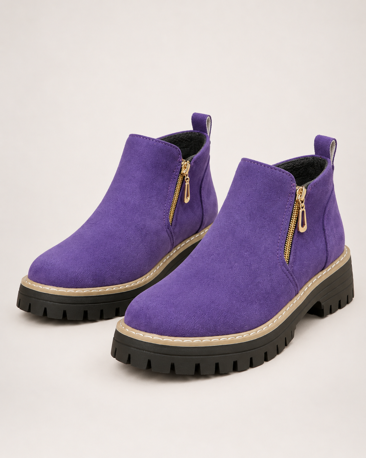 Women's Ankle Boots: Suede-Effect Side-Zip Style in Purple, google shopping variant