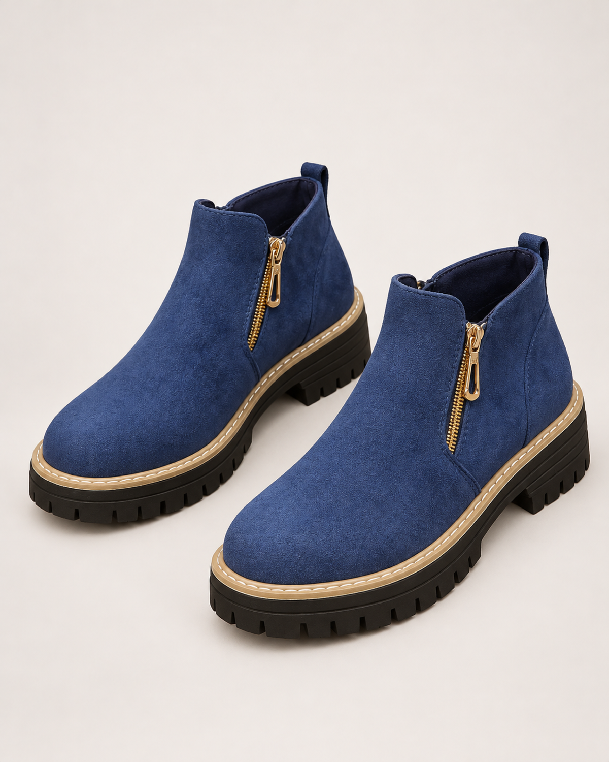 Women's Ankle Boots: Suede-Effect Side-Zip Style in Navy, google shopping variant