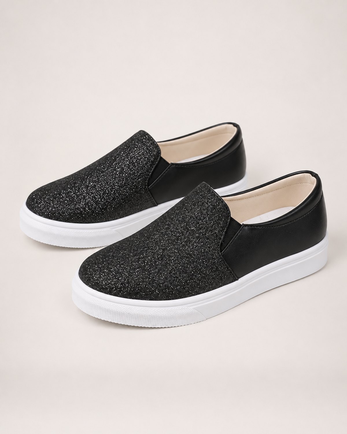 Women's Loafers – Sequin Slip-On Style, pair three quarter hero