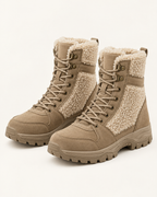 Women's Snow Boots – High Top Fleece Panel Style, pair three quarter hero