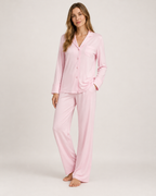 Women's Pyjama Set – Button-Up Long Sleeve Style, full-length studio view