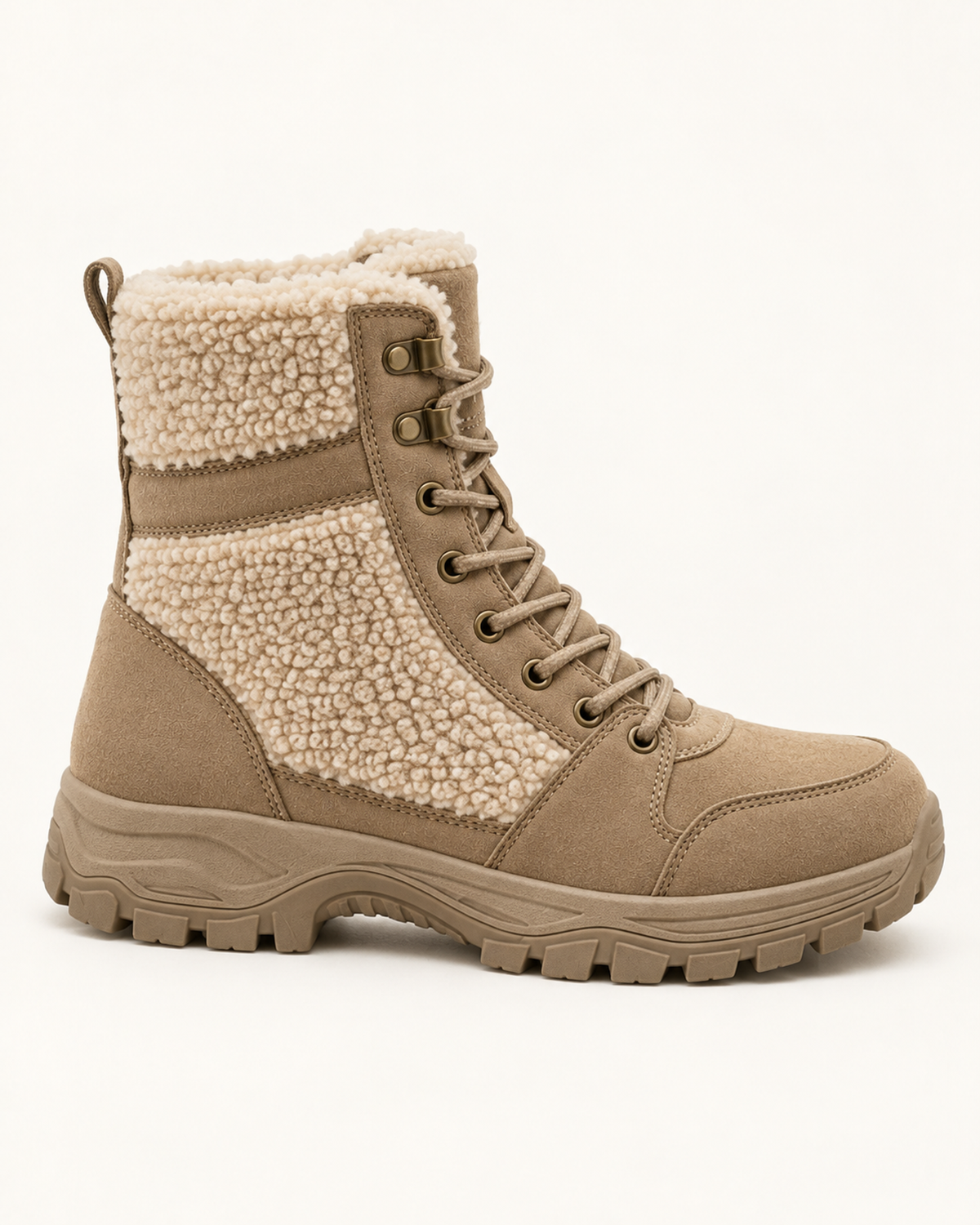 Women's Snow Boots – High Top Fleece Panel Style, single side profile