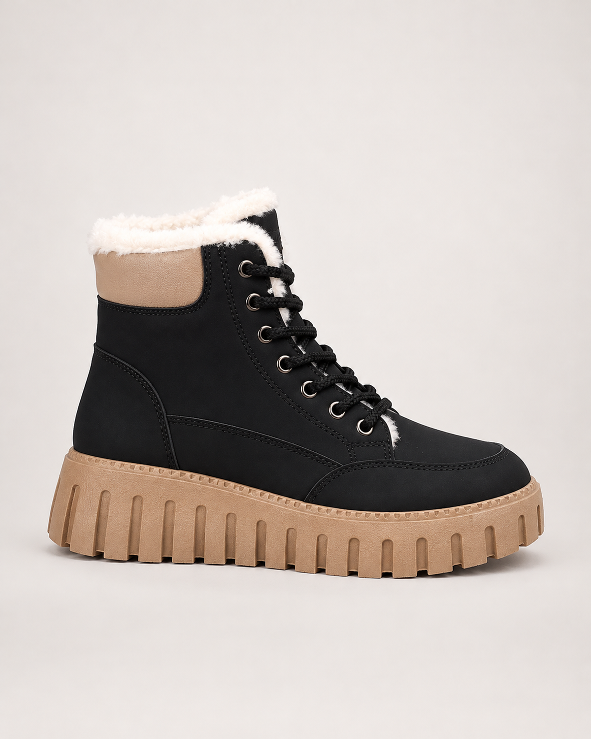 Women's Snow Boots – Lace-Up Fleece-Lined Style, single side profile