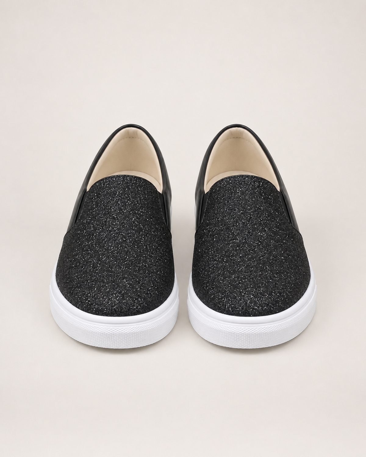 Women's Loafers – Sequin Slip-On Style, pair straight front