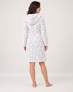 Women's Heart Print Hooded Dressing Gown, rear full length