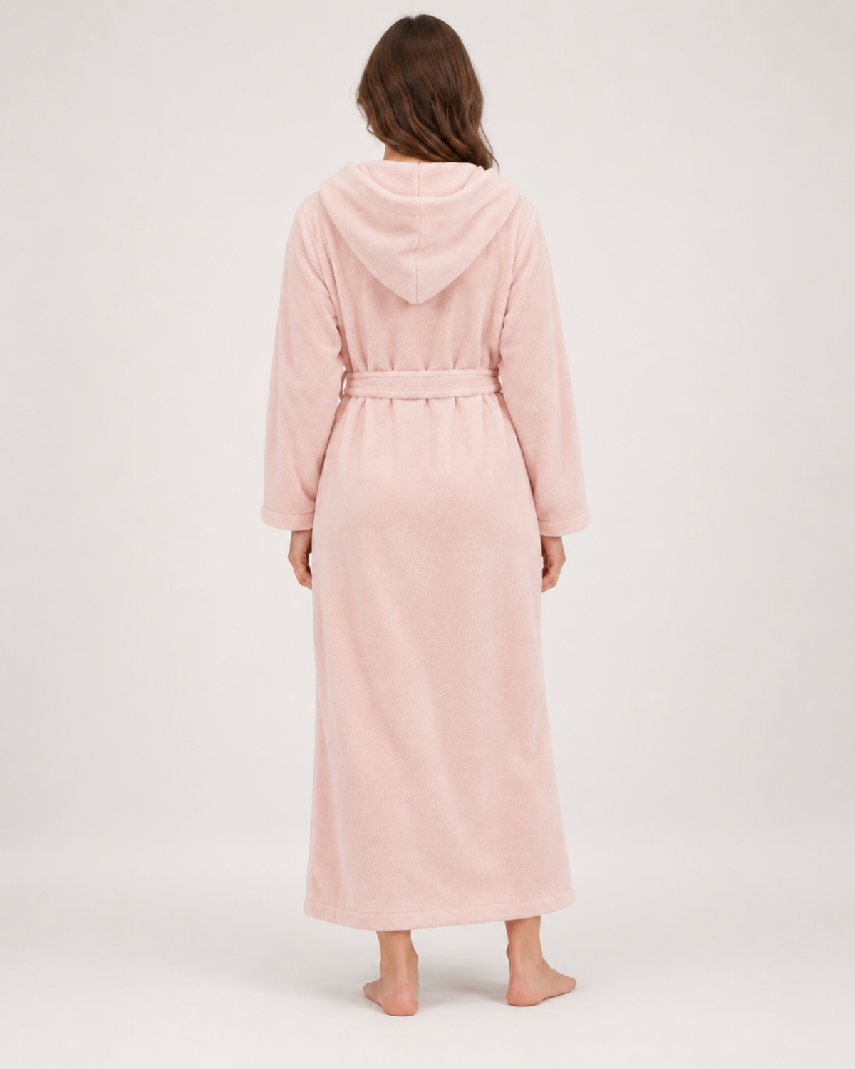 Women's Hooded Fleece Dressing Gown – Seven Designs, rear full length