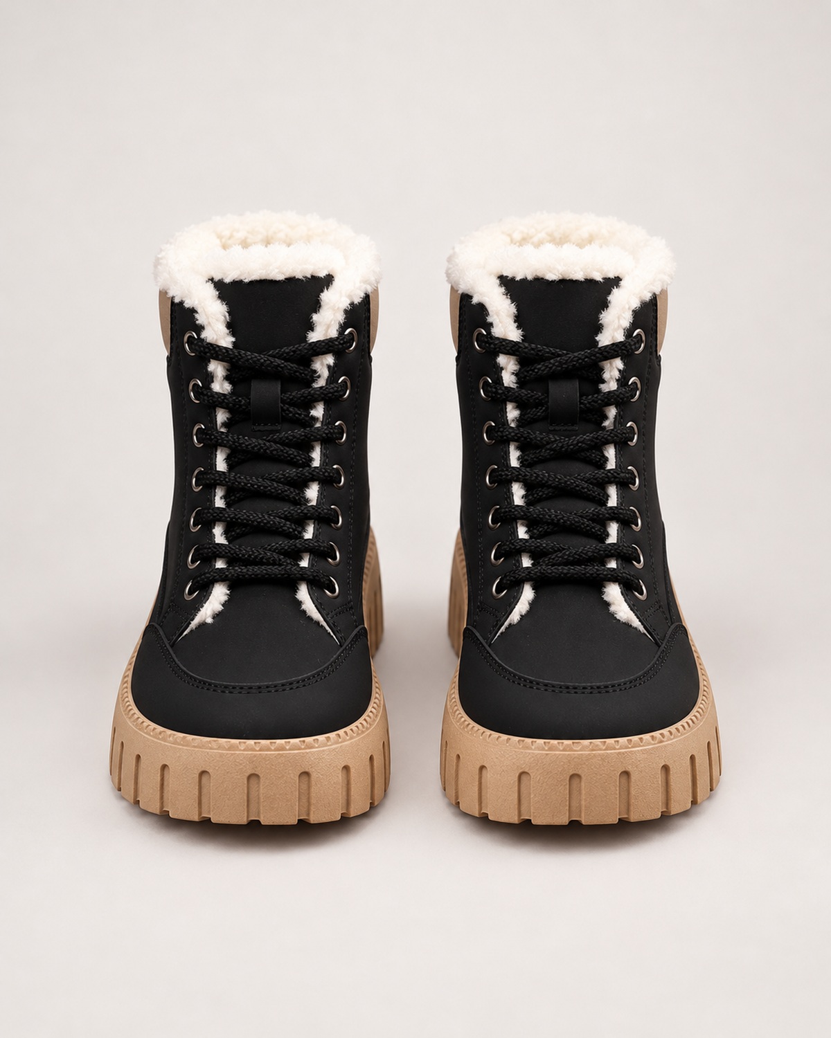 Women's Snow Boots – Lace-Up Fleece-Lined Style, pair straight front
