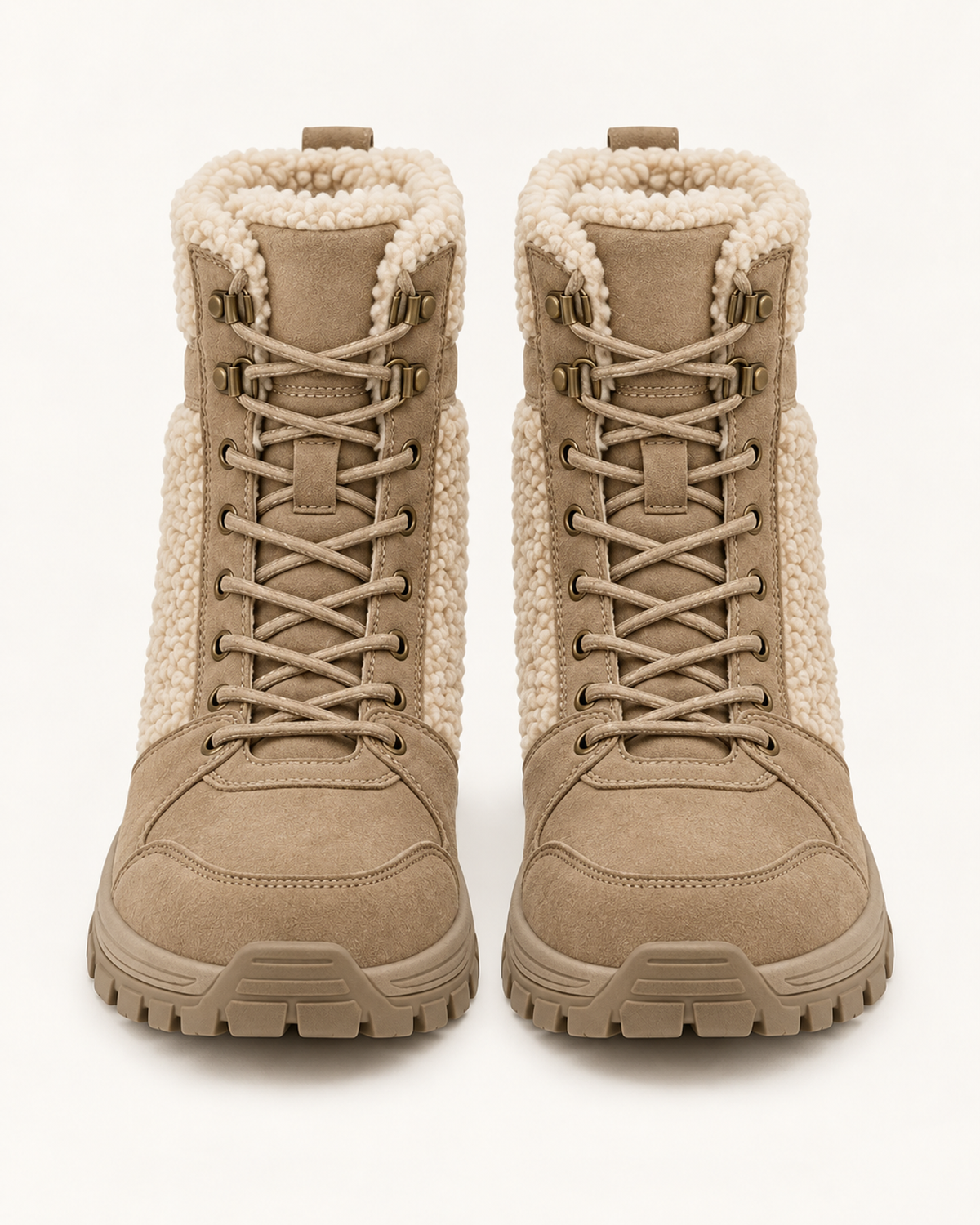 Women's Snow Boots – High Top Fleece Panel Style, pair straight front