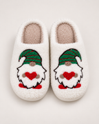 Women's Christmas Slippers – Santa and Gnome Designs, elevated front top pair