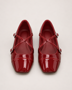 Women's Mary Jane Shoes – Cross-Strap Square Toe, pair straight front