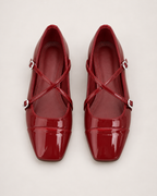 Women's Mary Jane Shoes – Cross-Strap Square Toe, pair elevated top