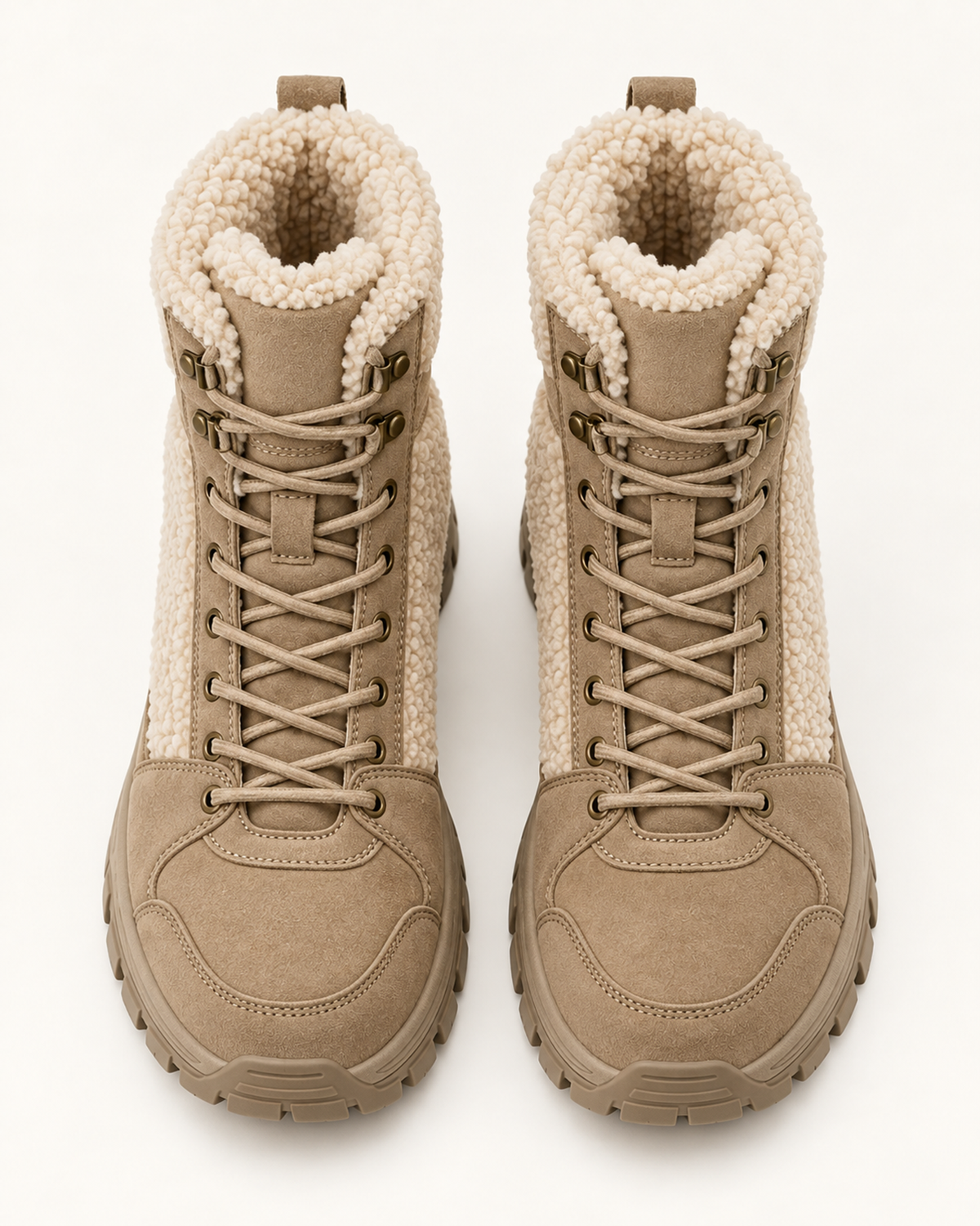 Women's Snow Boots – High Top Fleece Panel Style, pair elevated top