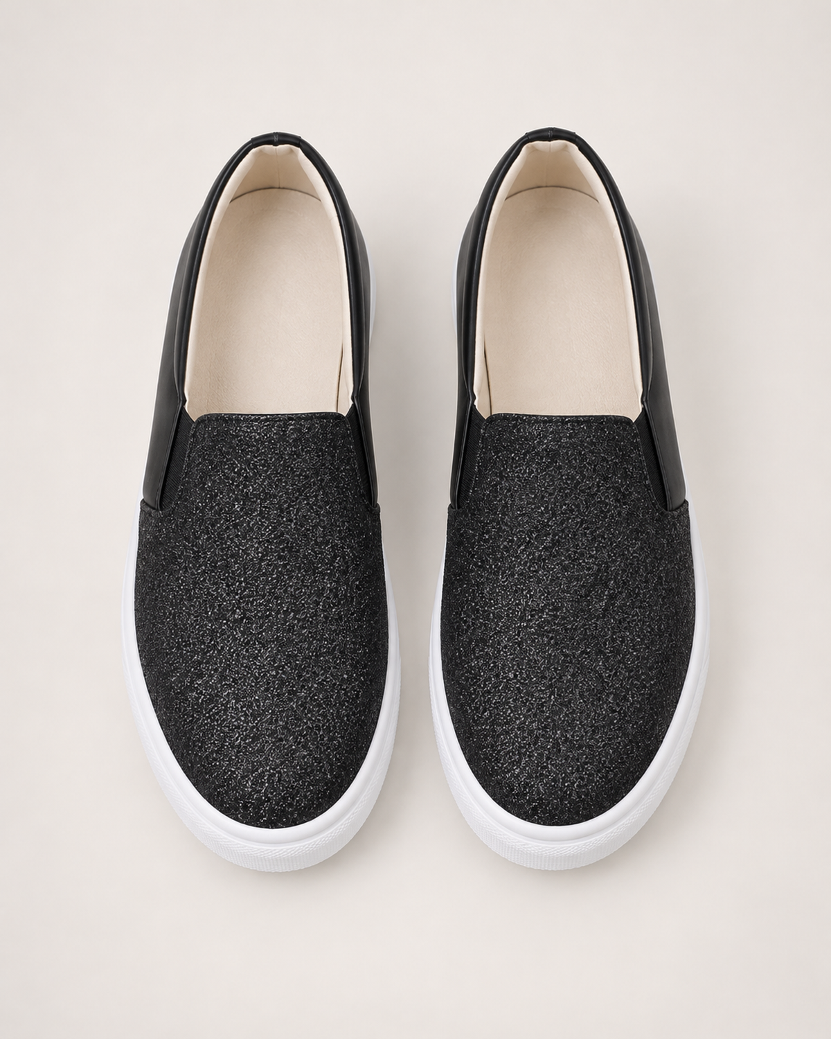 Women's Loafers – Sequin Slip-On Style, pair elevated top