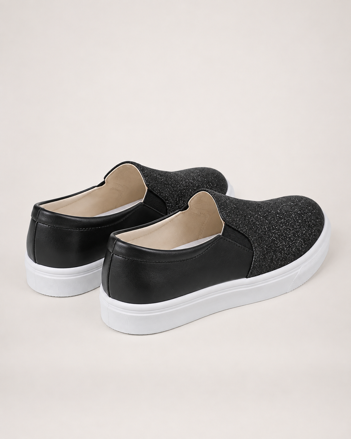 Women's Loafers – Sequin Slip-On Style, pair rear three quarter