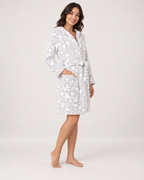 Women's Heart Print Hooded Dressing Gown, controlled step