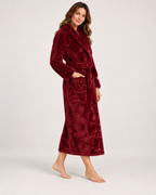 Women's Fleece Dressing Gown – Long Wrap Style, controlled step