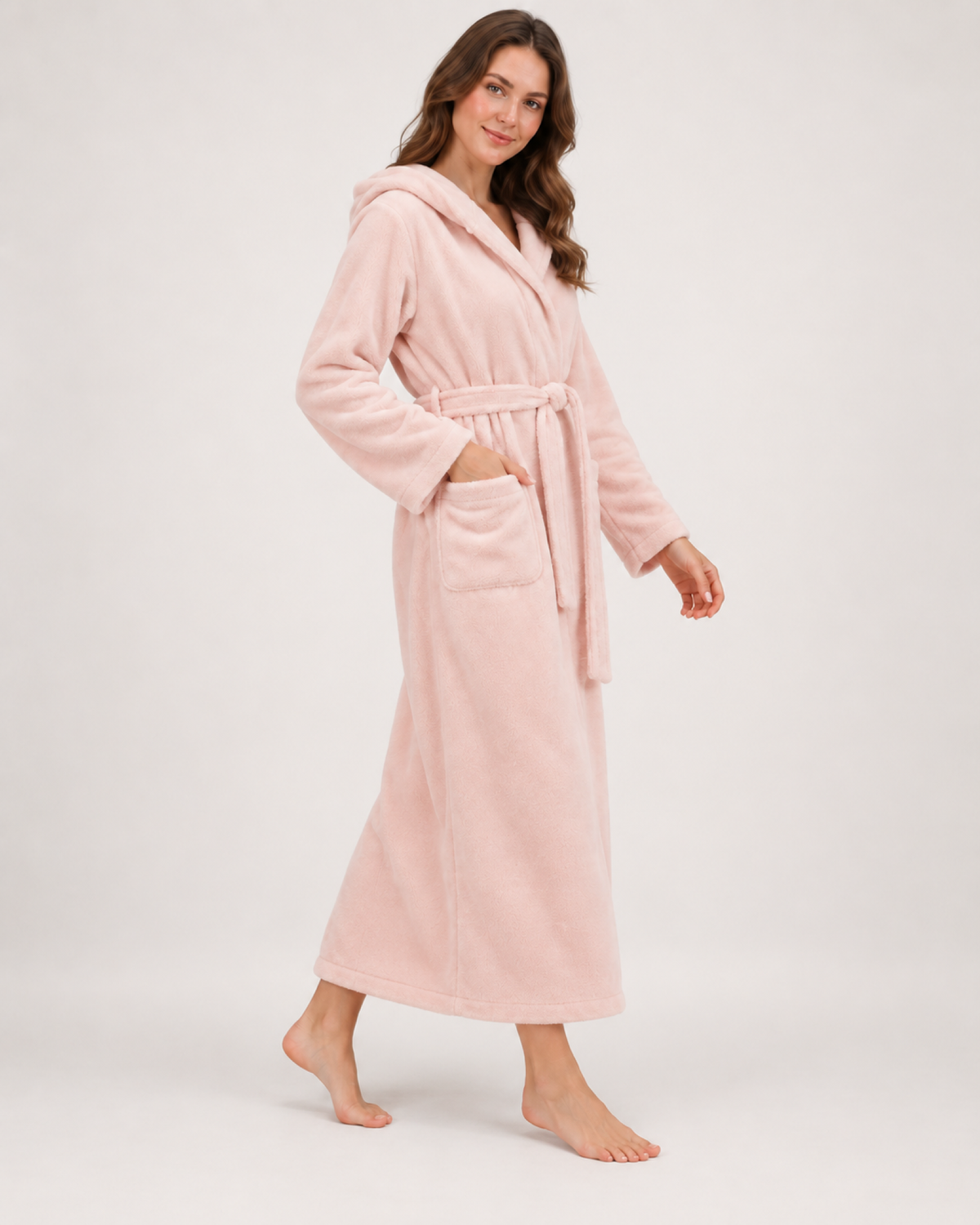 Women's Hooded Fleece Dressing Gown – Seven Designs, controlled step