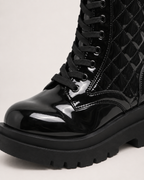 Women's Platform Ankle Boots – Quilted Lace-Up Style, confirmed product detail